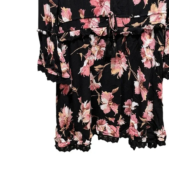American Rag Floral Black Lace Trim Long Sleeve Dress Women’s Size XXL - Picture 2 of 9